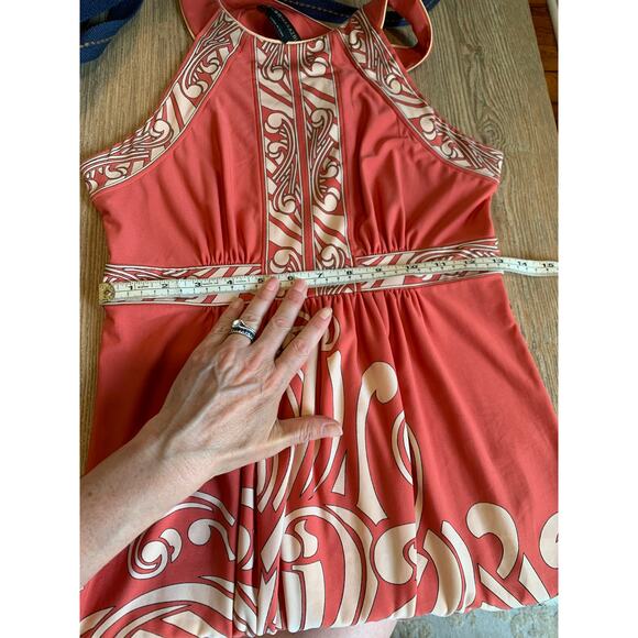BCBGMAXAZRIA Cutaway Dress Melon Orange Print XS - Picture 7 of 8